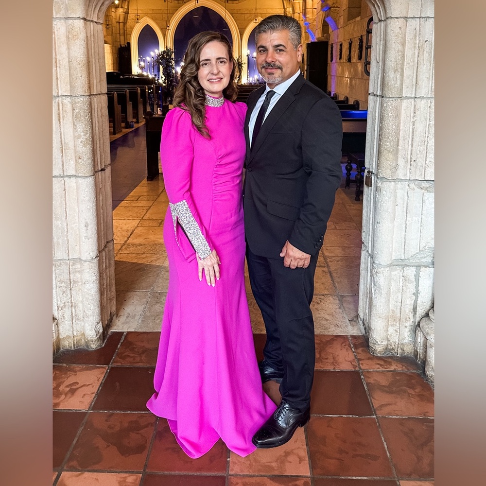Pink evening gown. Size 10 & 14.